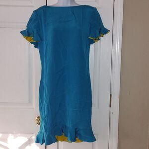After Five  turquoise blue 100% silk dress  Sz 10